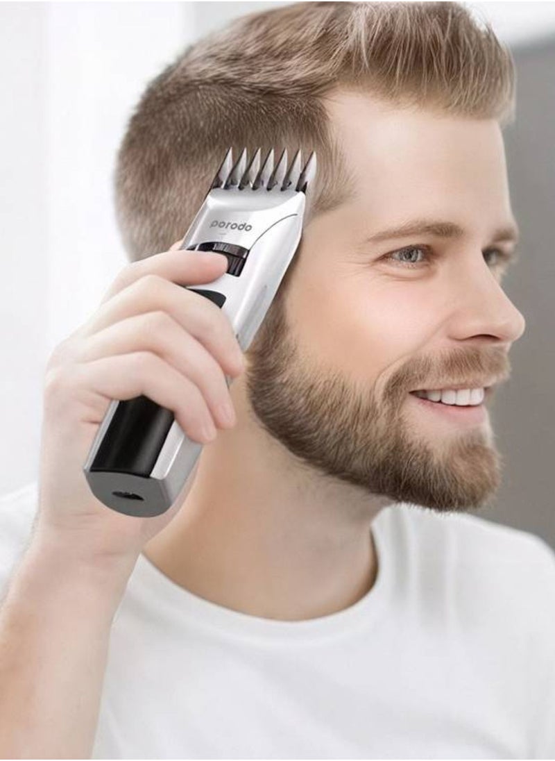 Lifestyle Cordless Hair Clipper with All-in-One Grooming Kit, 1200mAh Battery Capacity, Stainless Steel & Ceramic Blades Material, 90 Minutes Working Time, 120 Minutes Charging Time, Digital Display - Gray