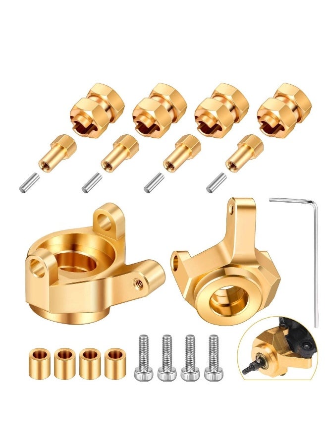 Hex hub Extended Wheel Wheel Spacers Brass Weight Hex Hub Extended Combiner with a Cross Wrench Compatible SCX24 AXI90081 Upgrades Parts 1/24 RC Crawler Car Accessories Golden