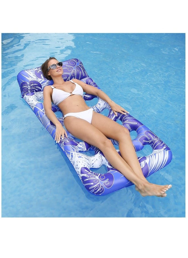 1 Pack Oversized Inflatable Pool Raft and Floats for Adults with Headrest for Swimming Pool Loungers for Lake, Beach, and Pool Party Floats