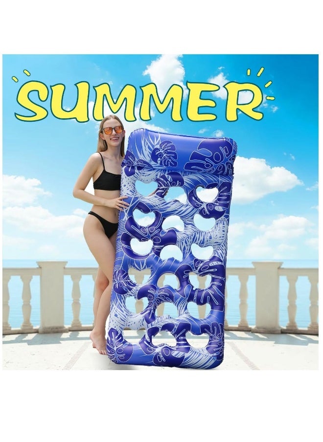 1 Pack Oversized Inflatable Pool Raft and Floats for Adults with Headrest for Swimming Pool Loungers for Lake, Beach, and Pool Party Floats