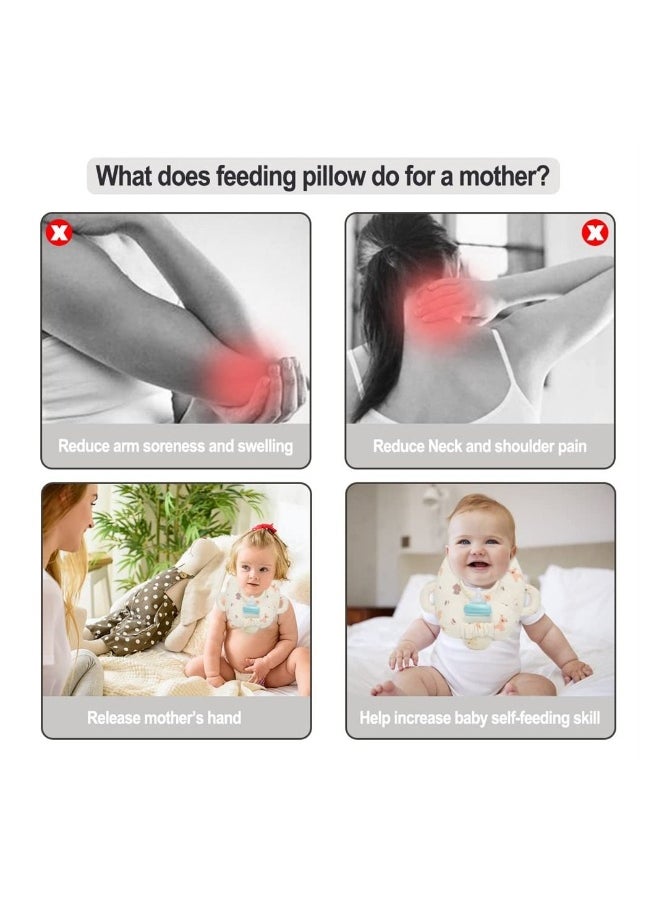 Baby Nursing Pillow Cartoon Baby Bottle Holder Portable Support Pillow for Newborns Baby Breastfeeding Pad Bottle Support Cushion Anti-Spitting Milk Pillow