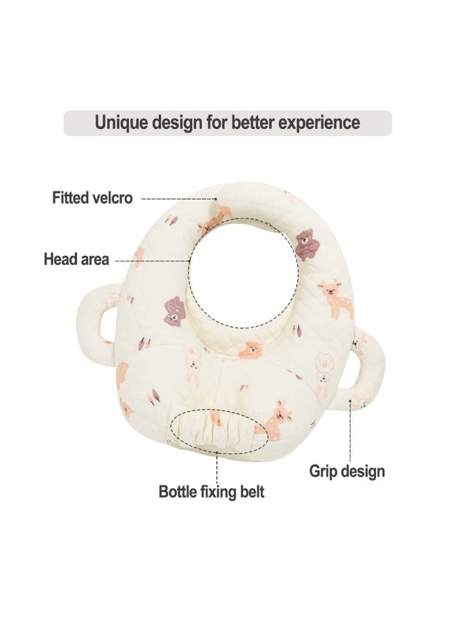 Baby Nursing Pillow Cartoon Baby Bottle Holder Portable Support Pillow for Newborns Baby Breastfeeding Pad Bottle Support Cushion Anti-Spitting Milk Pillow