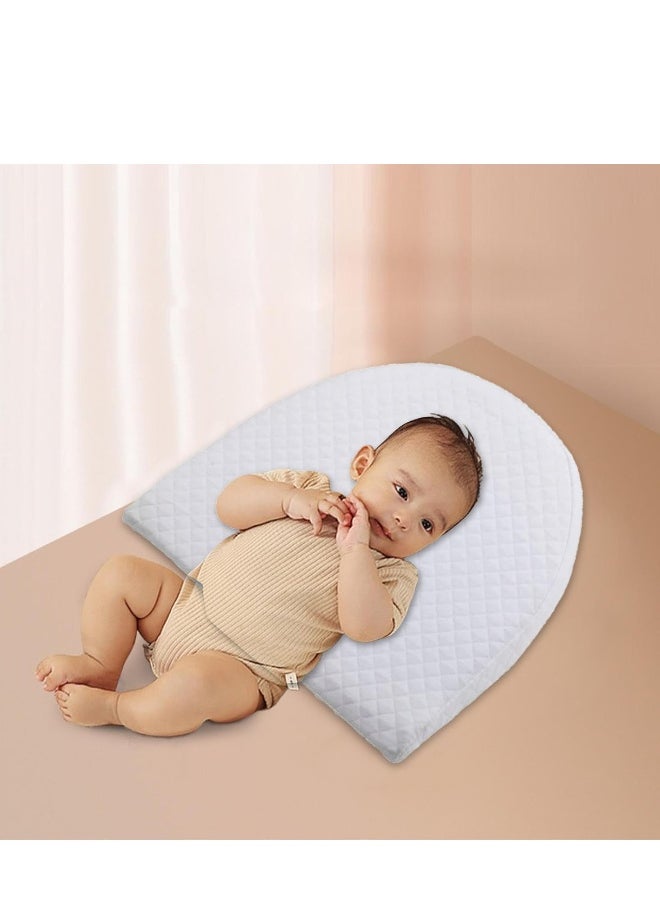 Baby Crib Memory Foam Sleeping Wedge Nursery Pillow Infant Sleep Positioner Baby Crib Inclines Mattress with Removal Waterproof Cotton Cover Reduce Colic Acid Reflux White