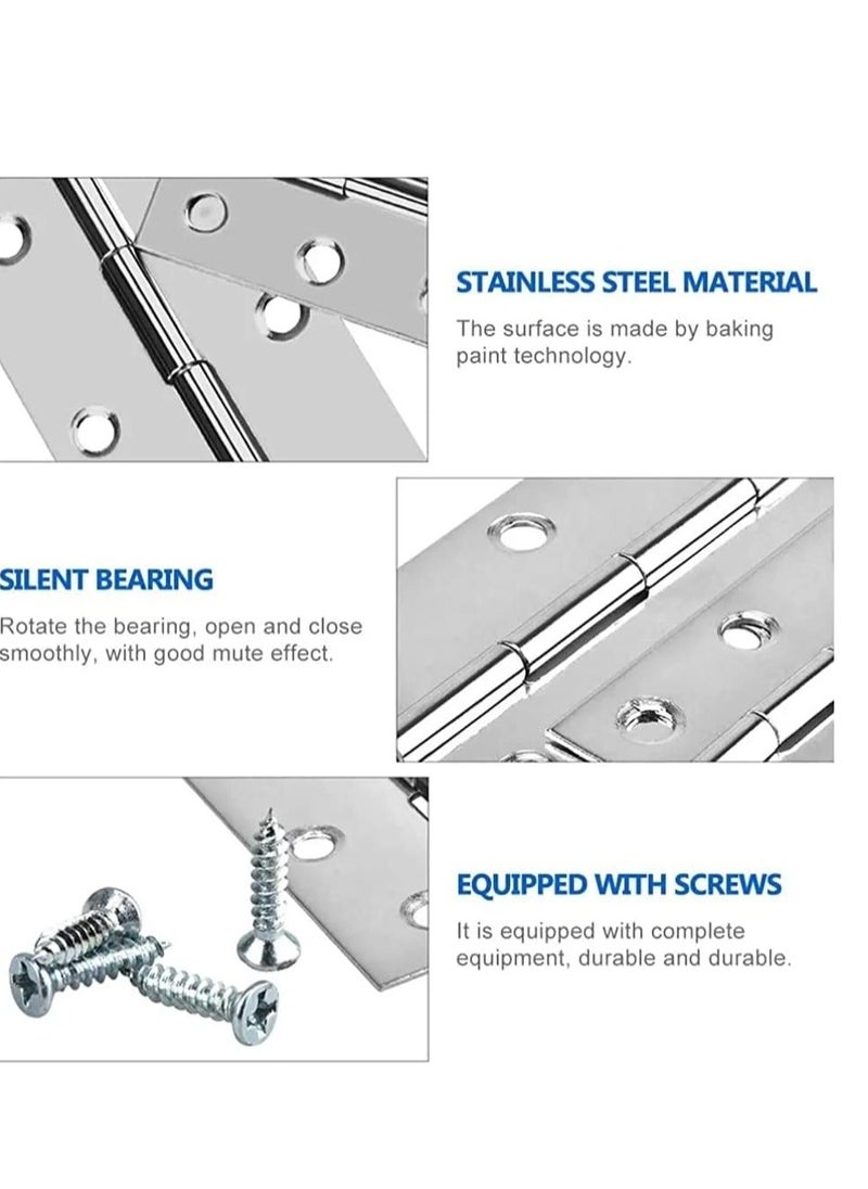 6 Packs Cabinet Hinge Stainless Steel Hinges 40 x 70mm Door Hinge Folding