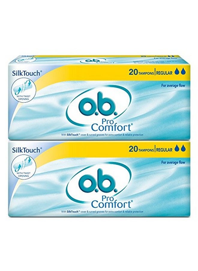 Procomfort Tampons For Average Flow For Periods Combo Pack, 40 Pieces (2 X 20 Tampons)