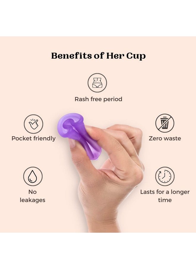 Her Cup Reusable Menstrual Cup For Women - Teal | Regular Size With Pouch | Ultra Soft, Odour And Rash Free | No Leakage | Protection For Up To 8-10 Hours | 100% Platinum-Cured Medical Grade Silicone