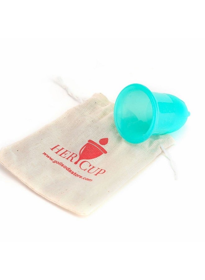 Her Cup Reusable Menstrual Cup For Women - Teal | Regular Size With Pouch | Ultra Soft, Odour And Rash Free | No Leakage | Protection For Up To 8-10 Hours | 100% Platinum-Cured Medical Grade Silicone