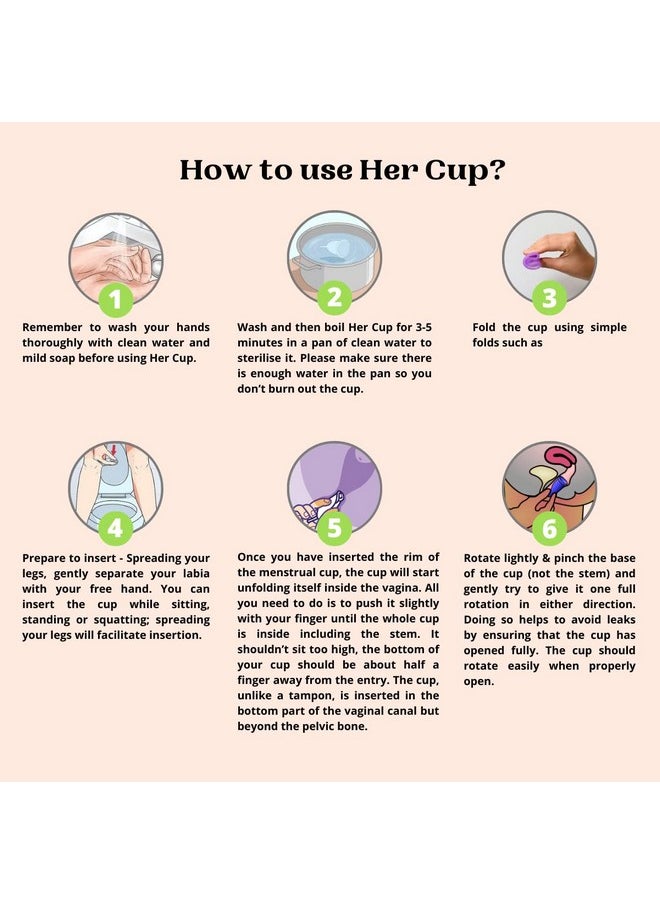 Her Cup Reusable Menstrual Cup For Women - Teal | Regular Size With Pouch | Ultra Soft, Odour And Rash Free | No Leakage | Protection For Up To 8-10 Hours | 100% Platinum-Cured Medical Grade Silicone