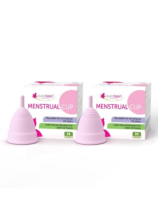 ® Medium Menstrual Cup (23Ml) 2Pcs - 12 Hours Leak-Proof Protection For Women During Periods