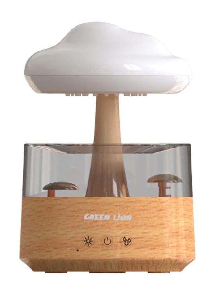 Green Lion RAIN CLOUD Diffuser, 3 Mode, Timing Protection, Automatic Shutdown, 300ml Capacity, Delicate Moisture, Colorful Ambiance Lights, Durable Material - Wood