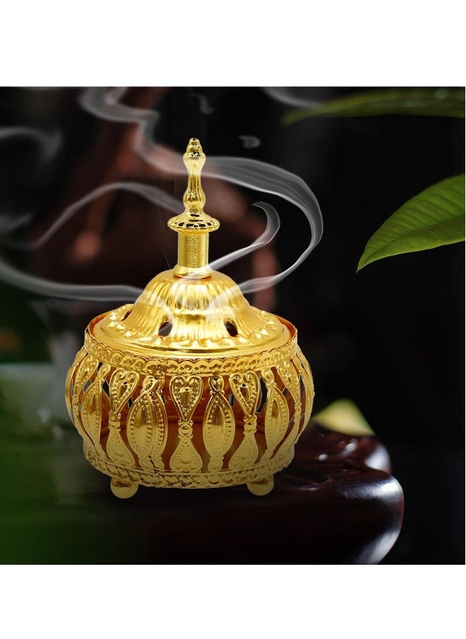 Gold Vintage Incense Burner, 2 PCS Vintage Cone Incense Burner Incense Stick Holder Censer Aromatherapy Stove for Yoga SPA Home Office Decor (2 Styles)