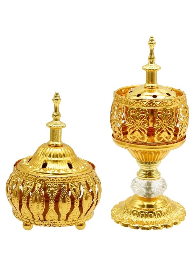 Gold Vintage Incense Burner, 2 PCS Vintage Cone Incense Burner Incense Stick Holder Censer Aromatherapy Stove for Yoga SPA Home Office Decor (2 Styles)