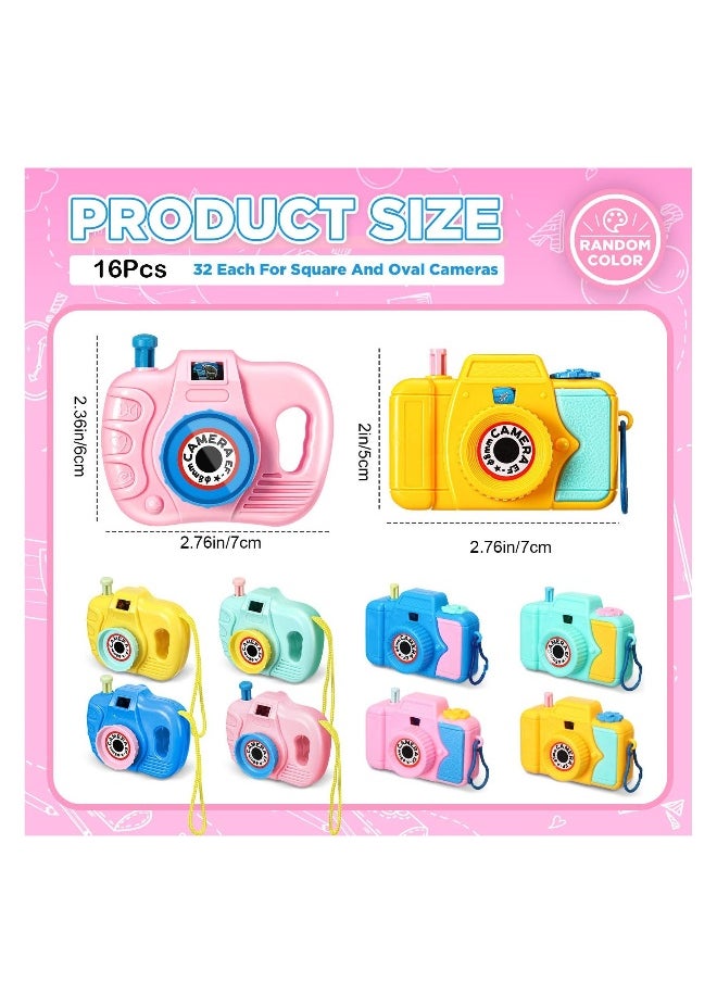 16 Pcs Toy Camera Bulk Set with Images in Viewfinder, Mini Plastic Camera Toy Birthday Party Favors, Goodie Bag Fillers, Return Gifts for Boys and Girls (Colors Random)