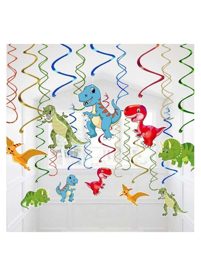 30PCS Watercolor Dinosaur Hanging Swirl Dinosaur Party Decorations for Boys Kids Dino Theme Birthday Party Supplies Jurassic World Hanging Spiral Garlands Ceiling Decor