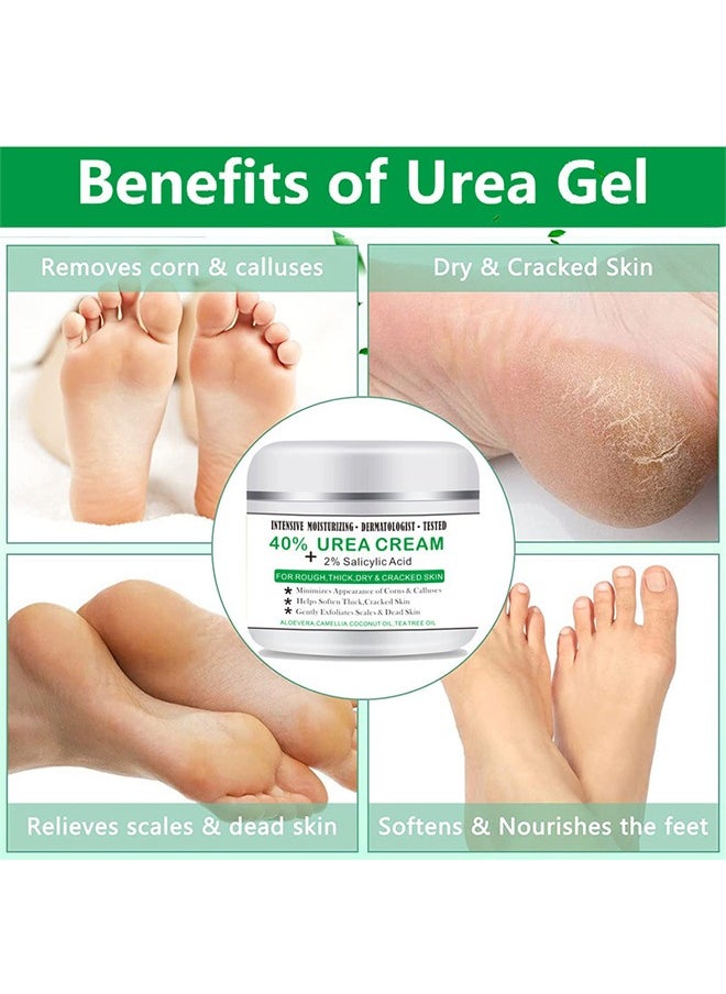 40% Urea Cream and 2% Salicylic Acid, Percent for Feet Maximum Strength , Callus Remover, Dead Skin Exfoliation, Hand & Foot Cream for Dry Cracked Hands,Elbows, Feet, Heels, Knees 100g