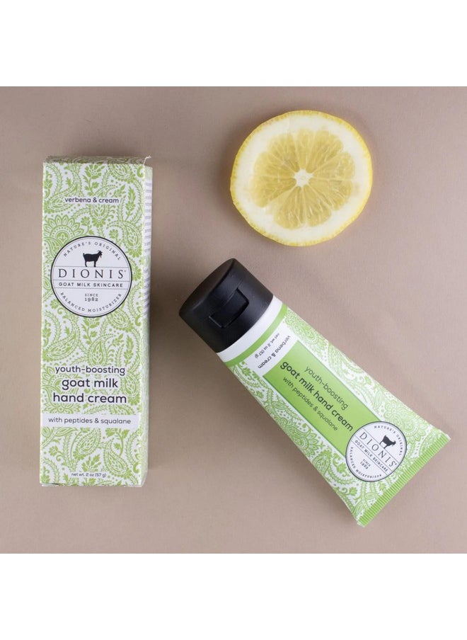 Youth Boosting Goat Milk Hand Cream 2Oz, With Peptides And Squalane For More Vibrant And Healthy Skin, Verbena & Cream