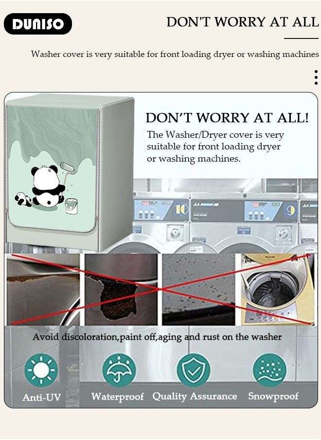 Washing Machine Cover, Full-automatic Roller Washing Machine Cover with Zipper, Waterproof Sunscreen and Dustproof Protection Cover for Most Front Load Washer and Dryer