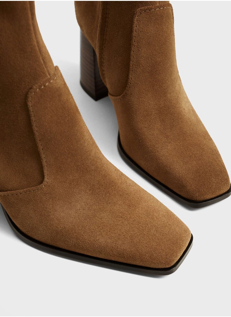 Casual Mid Heel Ankle Boots