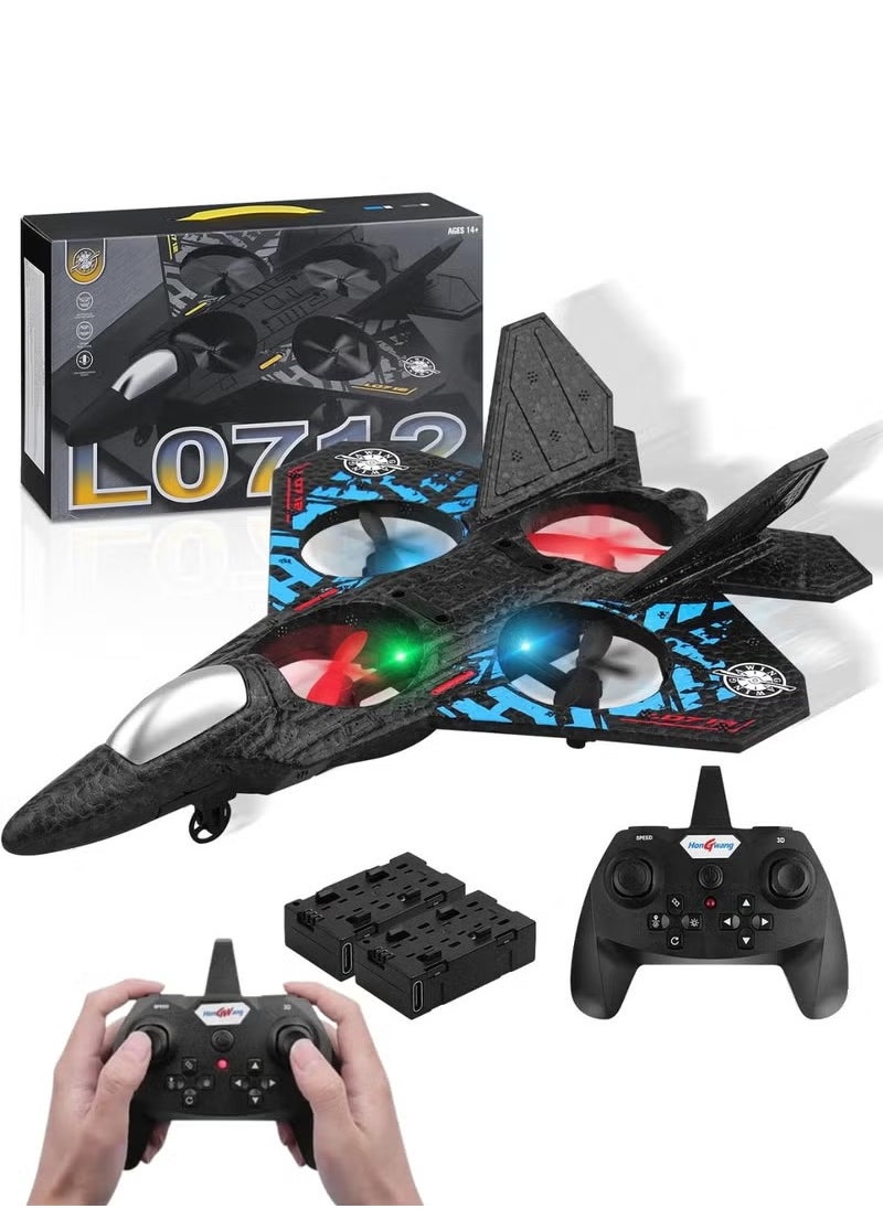 RC Aeroplane 2.4GHz Remote Controlled Aeroplane L0712 Quadcopter Floating Fighter Plane RC Aeroplane RTF for Beginners, Children and Adults, APlane Toy with Coloured Lights USB Charging