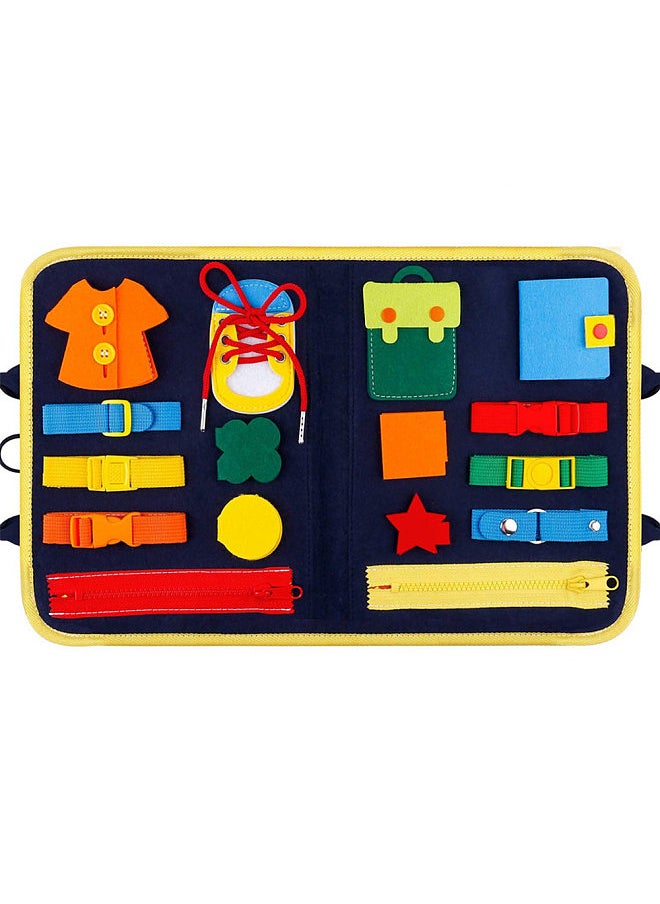 Toddler Busy Board Sensory Toy Basic Skills Activity Boards Fine Motor Skills Educational Learning Toys Easy Carry Handbag Style Great for Airplane Car Travel