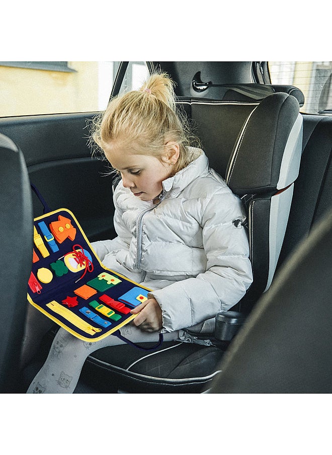 Toddler Busy Board Sensory Toy Basic Skills Activity Boards Fine Motor Skills Educational Learning Toys Easy Carry Handbag Style Great for Airplane Car Travel