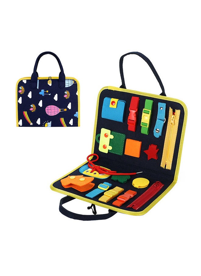 Toddler Busy Board Sensory Toy Basic Skills Activity Boards Fine Motor Skills Educational Learning Toys Easy Carry Handbag Style Great for Airplane Car Travel