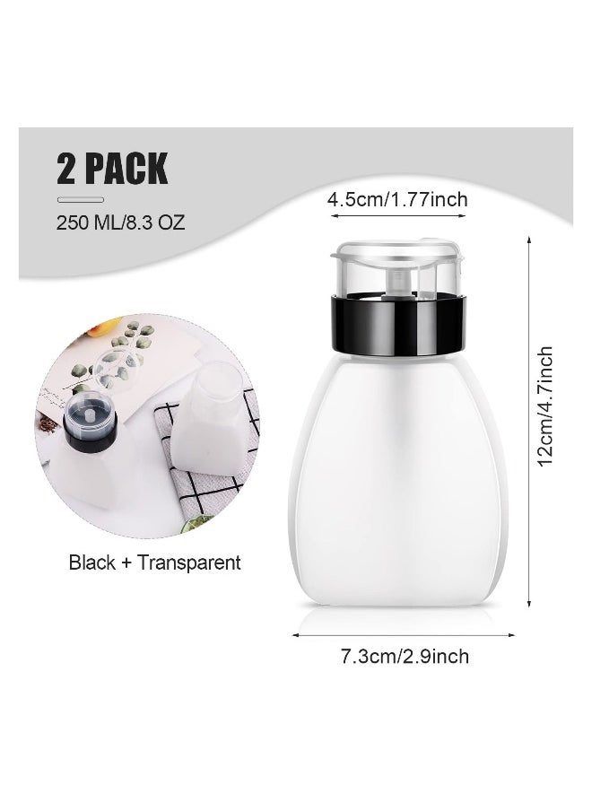 4 Pack 250ml(8.3oz) Push Down Pump Dispenser Empty, for Nail Polish Remover Push Down Empty Plastic Makeup Remover Liquid Pumping Dispenser Bottle