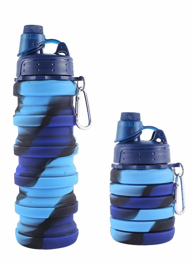 800mL Collapsible Water Bottle Foldable Water Bottle Food-grade Silicone Lightweight Leak Proof Detachable BPA Free Bottle for Hiking Cycling Travel Outdoor Sports