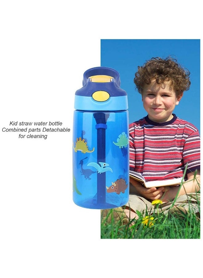 Drinking Bottle, Kids Water Bottle with Flip Straw, Flexible Carry Handle and Easy Push Button, BPA-free, Very Suitable for School And Sports Children's Water Bottle(Blue)