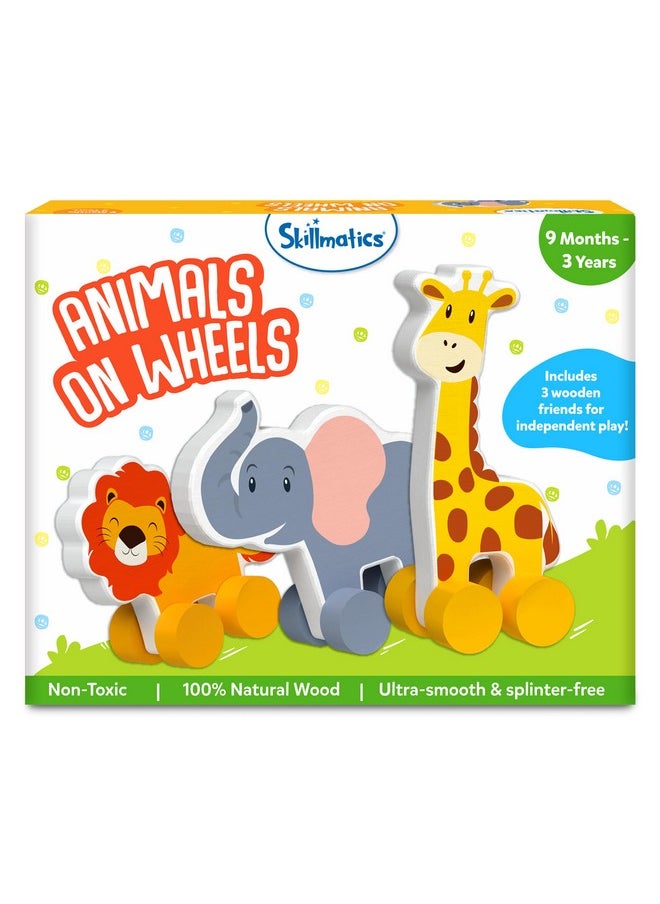 Wooden Animal Toys On Wheels, Imaginative Play For Toddlers, Educational Gifts For Infants 9 Months To 3 Years