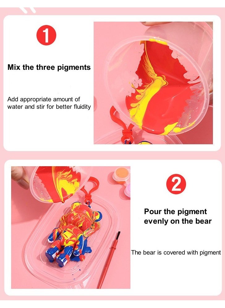 10PCS Handmade DIY Toy Set, Fluid Bear Children's Graffiti Toy Doll