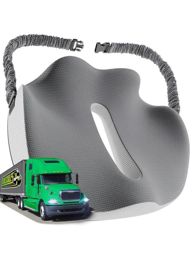 Semi Truck Seat Cushion for Truck Driver Upgraded Back Support Memory Foam Trucker Seat Cushion - Sitting & Pain Relief, Long Driving Truck Tested Tush Approved Trucker Accessories