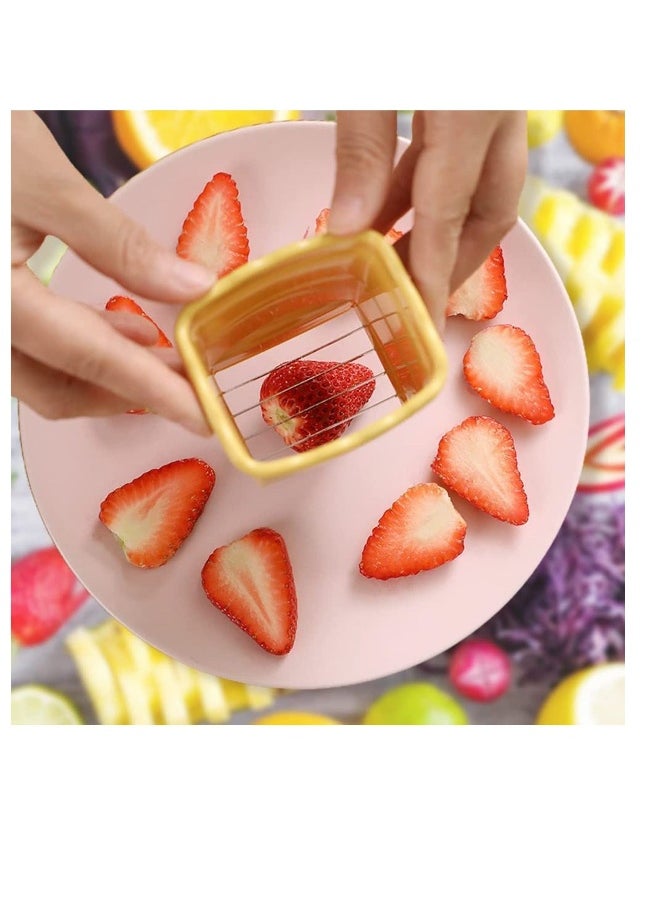 Cup Slicer, 3 Pcs New Fruit Slicer Egg Slicer, Stainless Steel Cup Slicer Handheld, Creative Kitchen Cutter Gadget, for Quickly Making Fruit Vegetable Salad