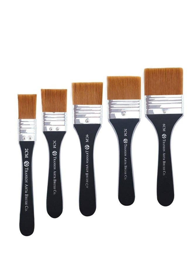 Paint Brushes Set 5 Piece Flat Brush Set, Multi-Purpose Assorted Size Wall Brushes, Flat Artist Paint Brush for Home Brushes Barbecue Oil Painting and Furniture Paints