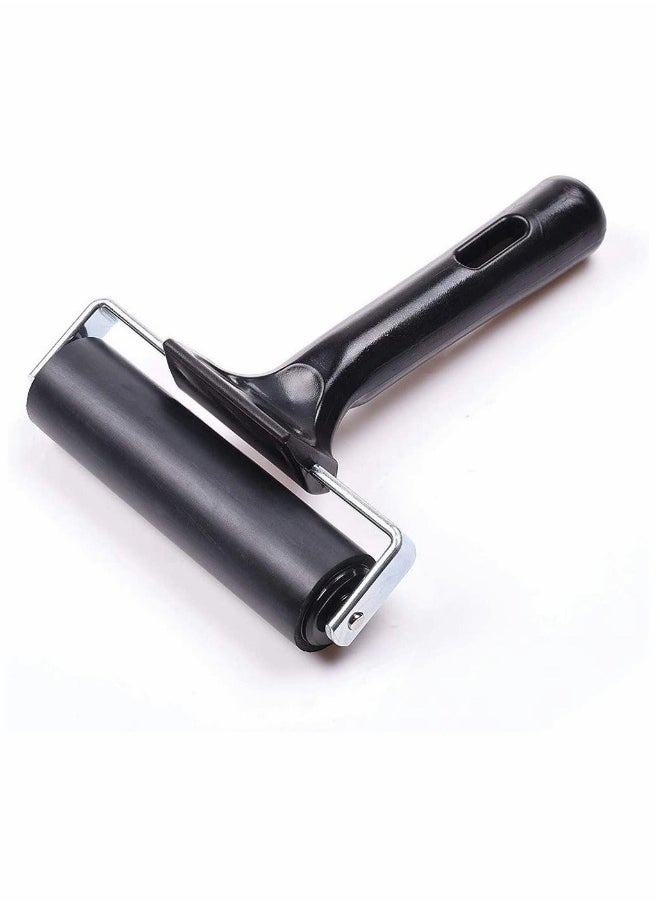 Rubber Brayer Roller, Printing Ink Rubber Brayer Roller Paint Brush Black Ink Applicator Art Craft Oil Painting Tool for Printmaking Anti Skid Tape Construction