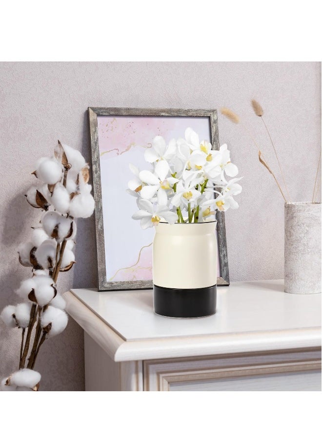 Ceramic Tableware Barrel Ceramic Kitchen Utensil Holder with Drain Hole 5.7 x 3.9 inches  Utinsle Holders Home Accessories Countertop Cutlery Organizer for Spoons Forks and More