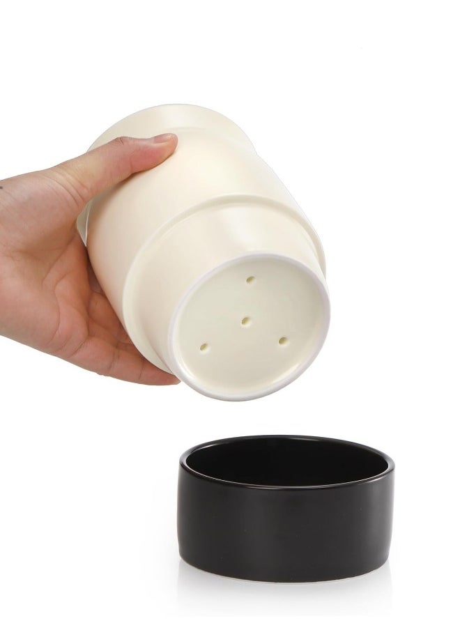 Ceramic Tableware Barrel Ceramic Kitchen Utensil Holder with Drain Hole 5.7 x 3.9 inches  Utinsle Holders Home Accessories Countertop Cutlery Organizer for Spoons Forks and More