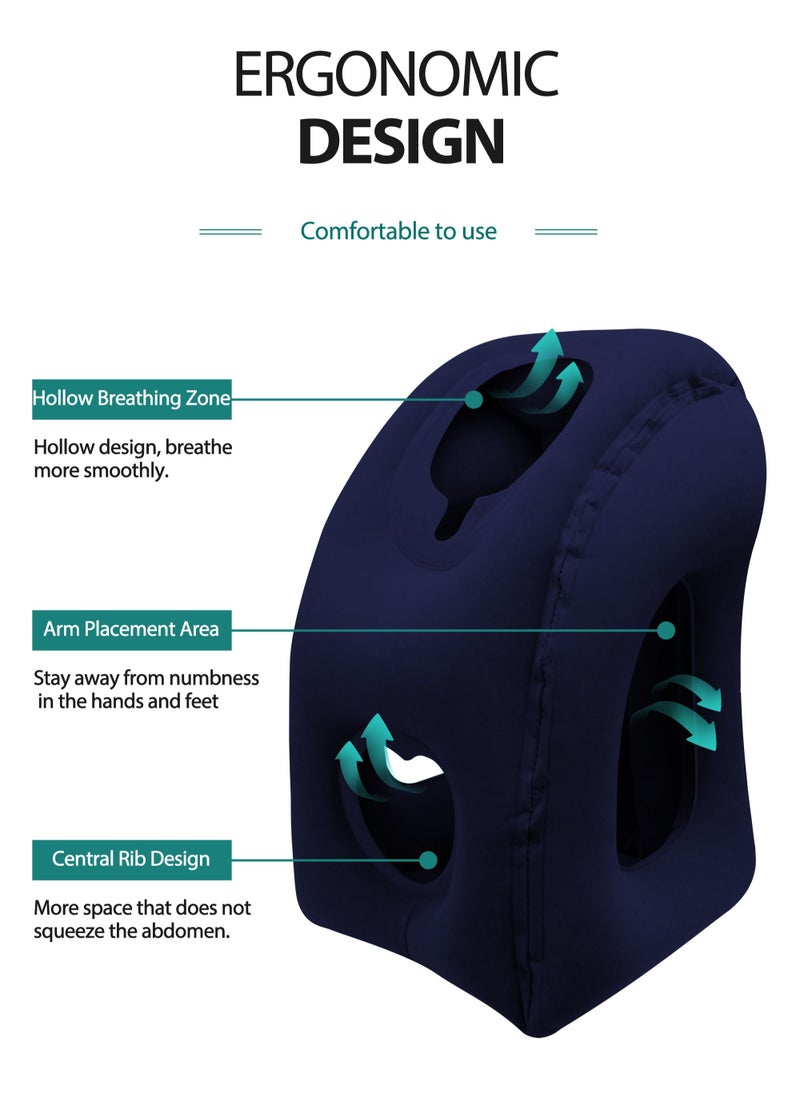 Inflatable Travel Air Pillow for Sleeping to Avoid Neck and Shoulder Pain, Comfortably Support Head and Lumbar, Used for Airplane, Car, Bus and Office (Blue)