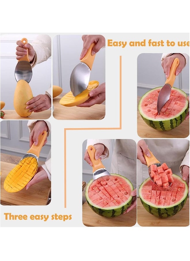 Mango Slicer, Mango Cutter Mango Splitter to Separate the pulp Watermelon Cutter Home Fruit Slicer with Non-Slip Handle for Split Mango/Watermelon/Avocado (Orange)