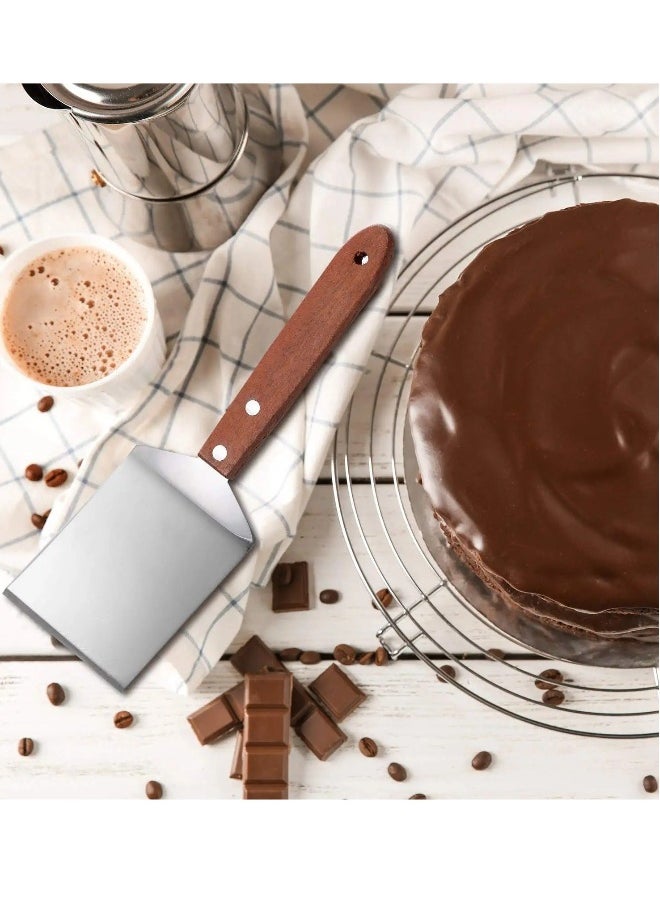 2 Pieces Cookie/Brownie Spatula, Metal Stainless Steel Spatula with Wooden Handle Heavy Duty Spatula for Kitchen Cooking Chef Baking Scraper Turner, 2.5 x 8.2 Inch