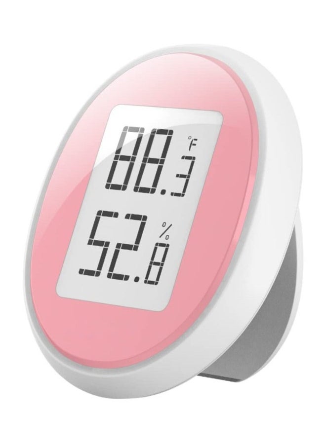 Indoor Thermometer Hygrometer, Digital Thermometer and Humidity Gauge E Ink Screen Room Weather with Hang Magnetic Suction and Bracket, Slim Clear Display Pink