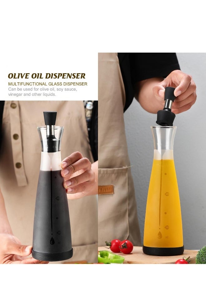 Olive Oil Dispenser Bottle for Kitchen Glass Oil and Vinegar Dispenser Bottle No drip Cooking Oil Cruet Shatterproof and Leakproof for Kitchen and BBQ 500ML