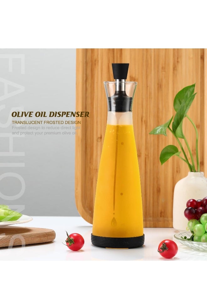 Olive Oil Dispenser Bottle for Kitchen Glass Oil and Vinegar Dispenser Bottle No drip Cooking Oil Cruet Shatterproof and Leakproof for Kitchen and BBQ 500ML