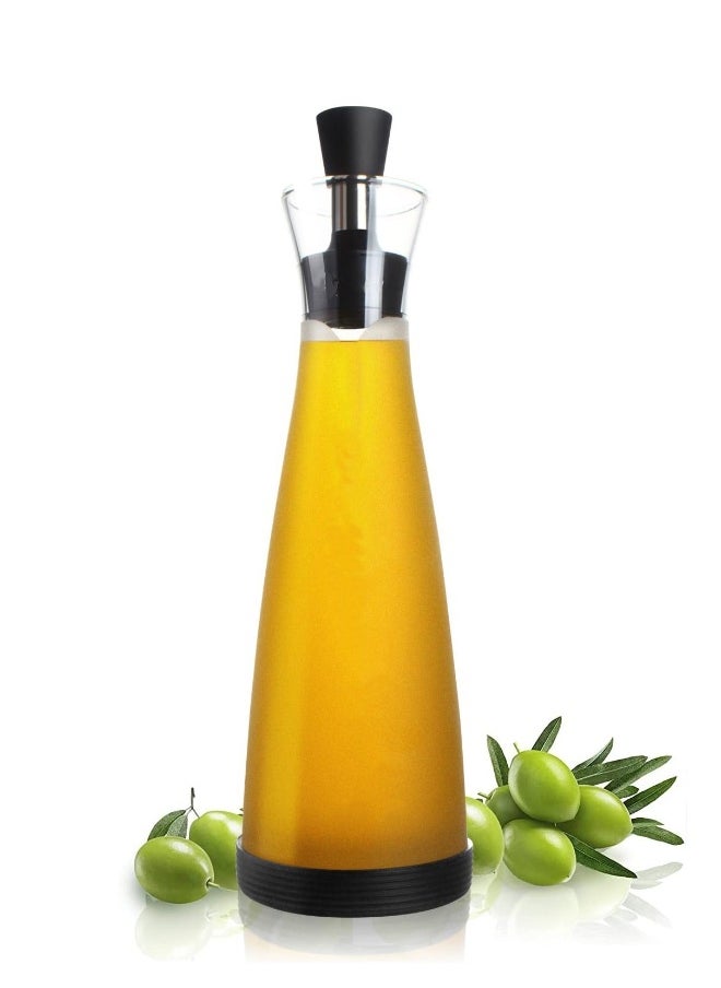 Olive Oil Dispenser Bottle for Kitchen Glass Oil and Vinegar Dispenser Bottle No drip Cooking Oil Cruet Shatterproof and Leakproof for Kitchen and BBQ 500ML