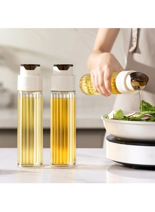 Oil Dispenser Glass, 500ml Oil Bottle, Automatic Soy Sauce Container Kitchen, Kitchen Accessories, Kitchen Gadget for Bbq, Outdoor Picnic, Home, Restaurant, Camping(2 PCS)