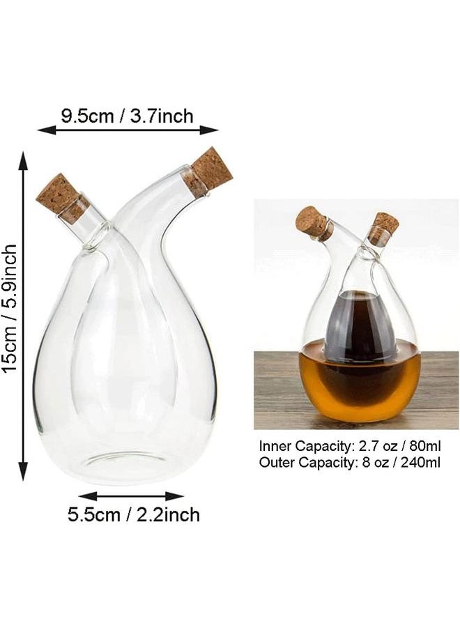 Olive Oil and Vinegar Dispenser Bottles Cruet, Kitchen 2 in 1 Glass Oil and Vinegar Dispenser, Dual Glass Oil Dispensing Container for Kitchen Cooking