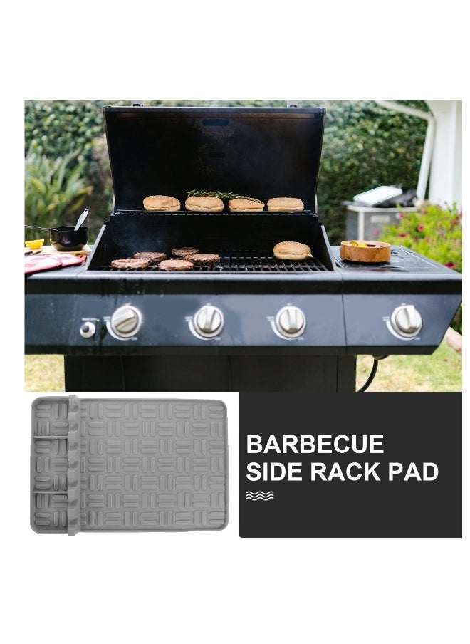 Silicone Spatula Mat, Grilling Accessories, Deck Patio Protective Mats, Fireproof Grill Mat with Drip Pad Utensil Rest, BBQ Accessories for Multiple BBQ Grill Tools, Grey