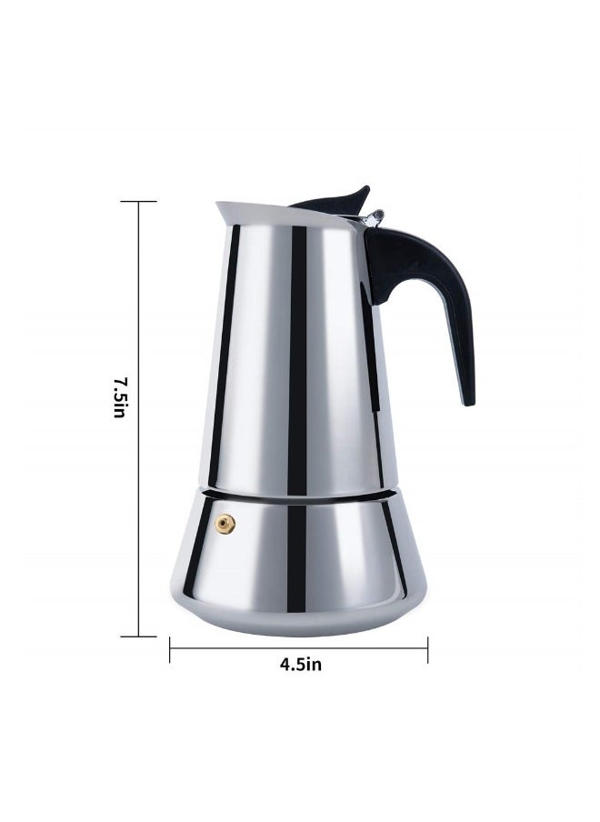 Stovetop Espresso Maker, 6Cup/300ml Stainless Steel Classic Moka Coffee Pot with Coffee Percolator Design, Italian Coffee Maker, Suitable for Induction Cookers