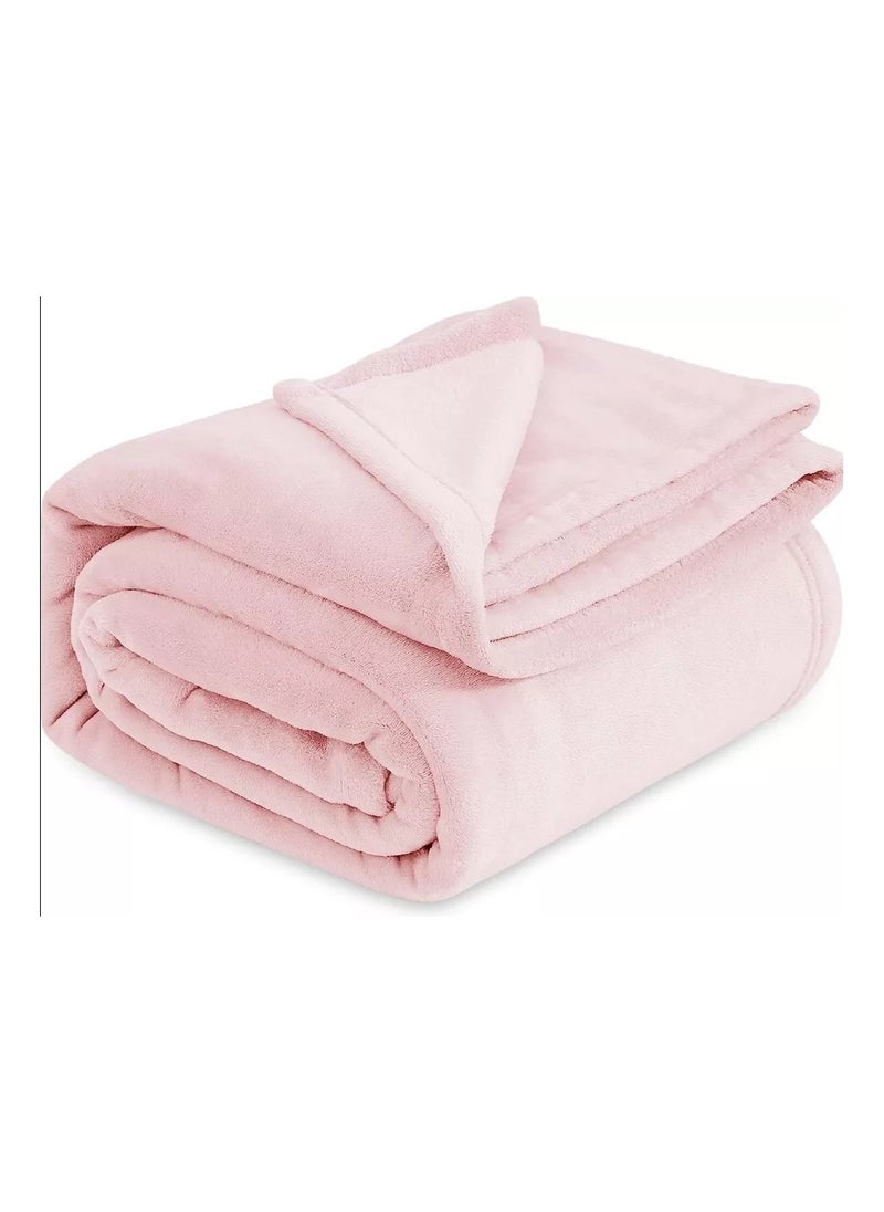 SB HOME® 300 GSM Premium Plush Single Blanket for Bed, Sofa, Couch, Travel and Camping AC Blanket | 150x220 cm | Pink | SOLID FLANNEL