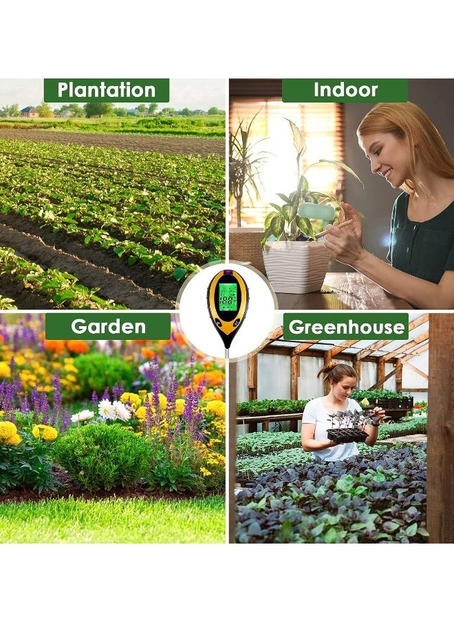 Soil Moisture Meter, Plant Water Monitor 4-in-1 with pH Tester Meter, Gardening Tool Kits for Plant Care, Great for Garden, Lawn, Farm, Indoor & Outdoor Use